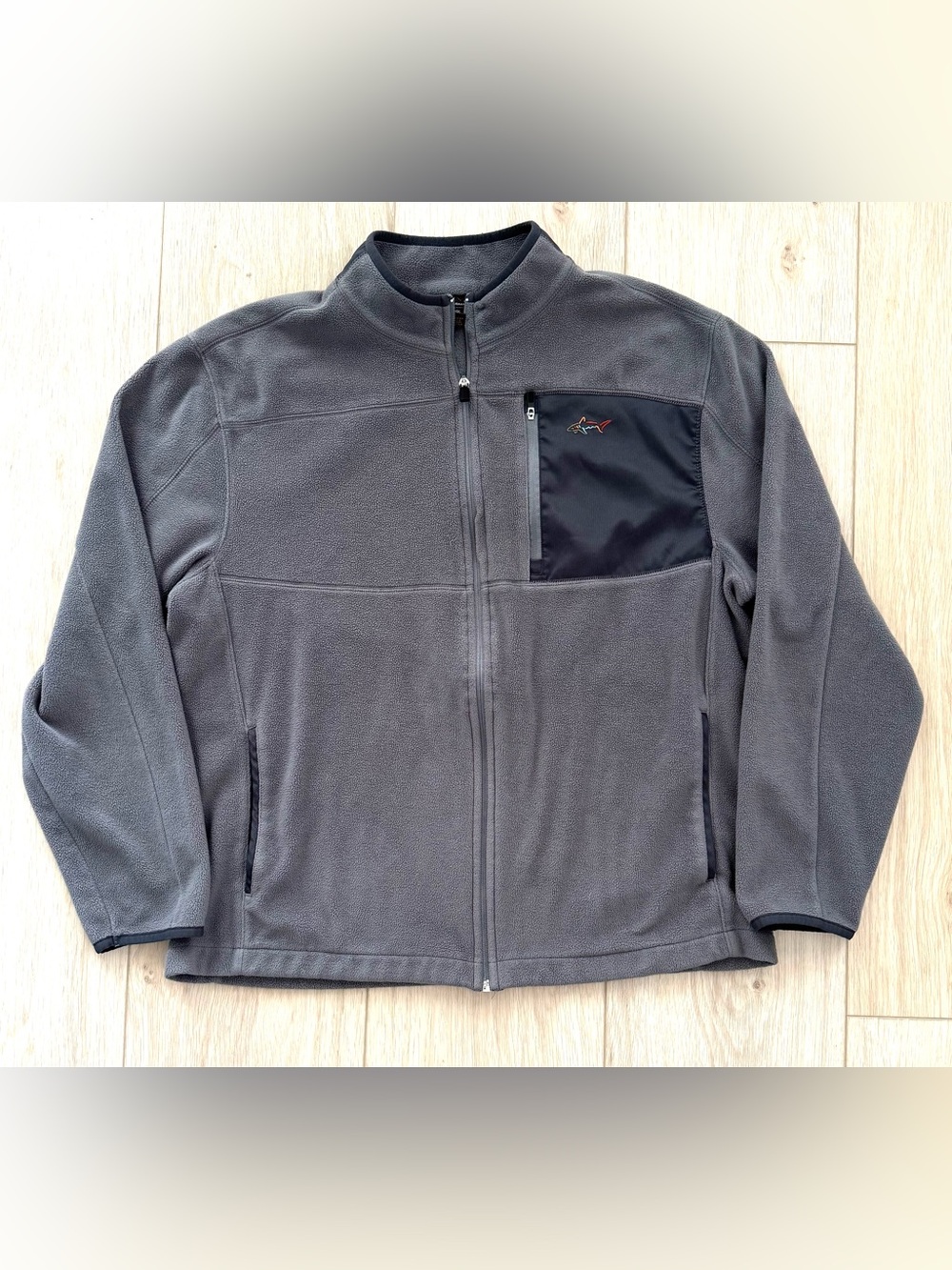 Greg Norman for Tasso Elba size Large gray fleece full zip jacket coat EUC